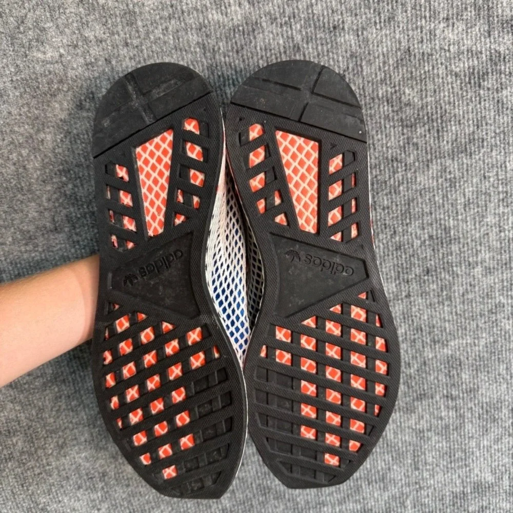 Adidas Deerupt Runner Blue White Solar Red Mesh Slip On Sneakers B41767 Size 11
